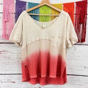 WE THE FREE Ombré Distressed V-Neck Oversized Tee